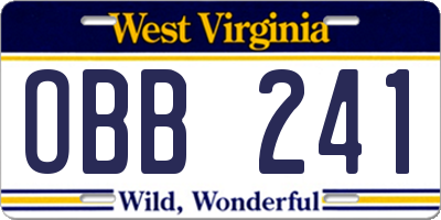 WV license plate OBB241