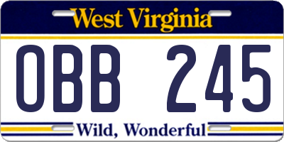 WV license plate OBB245