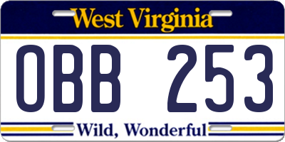 WV license plate OBB253