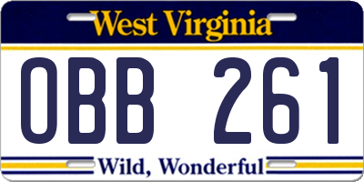 WV license plate OBB261
