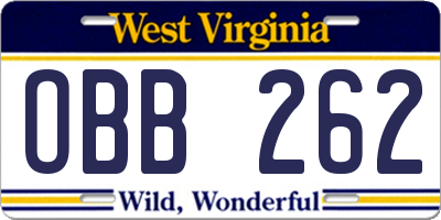 WV license plate OBB262