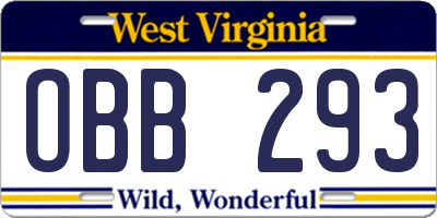 WV license plate OBB293