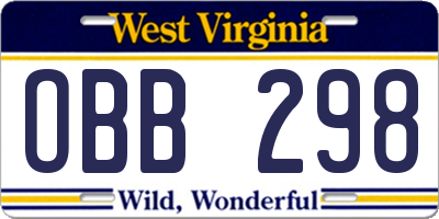 WV license plate OBB298