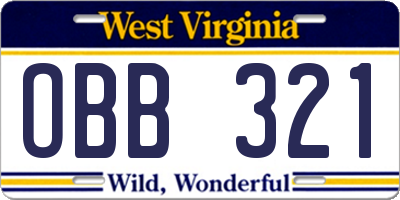 WV license plate OBB321