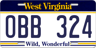 WV license plate OBB324