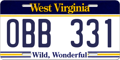 WV license plate OBB331