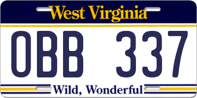 WV license plate OBB337