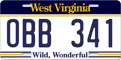 WV license plate OBB341