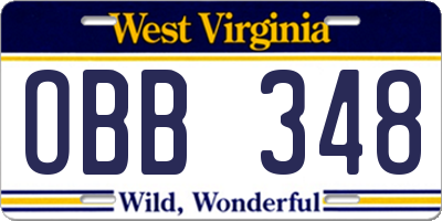 WV license plate OBB348