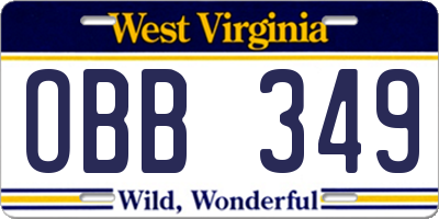 WV license plate OBB349