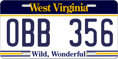 WV license plate OBB356