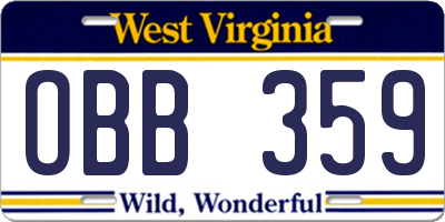 WV license plate OBB359