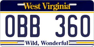 WV license plate OBB360