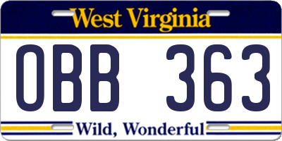 WV license plate OBB363