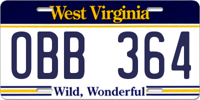 WV license plate OBB364