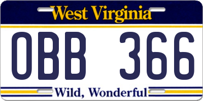 WV license plate OBB366