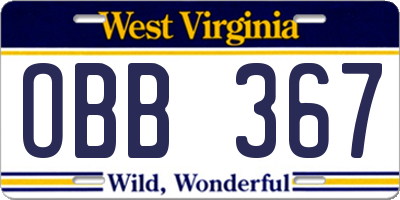 WV license plate OBB367