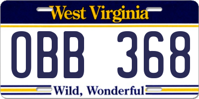 WV license plate OBB368