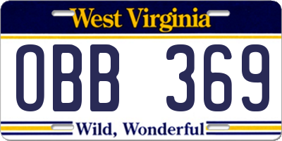 WV license plate OBB369