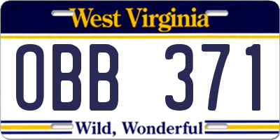 WV license plate OBB371