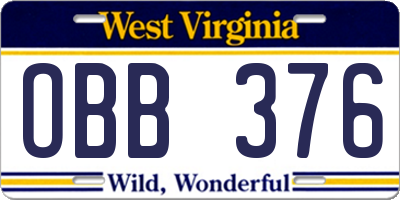 WV license plate OBB376