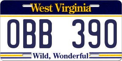 WV license plate OBB390