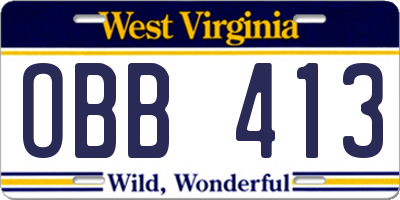 WV license plate OBB413