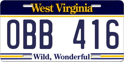 WV license plate OBB416
