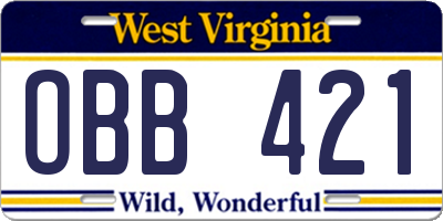 WV license plate OBB421