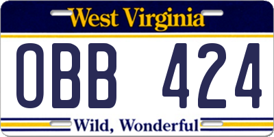 WV license plate OBB424