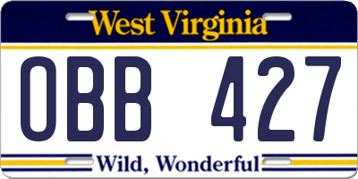 WV license plate OBB427