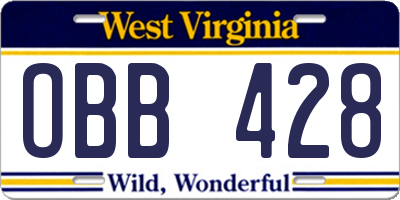 WV license plate OBB428