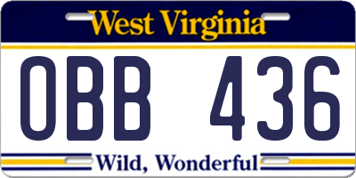 WV license plate OBB436
