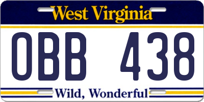 WV license plate OBB438