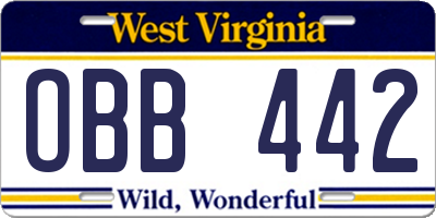 WV license plate OBB442