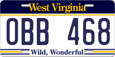 WV license plate OBB468