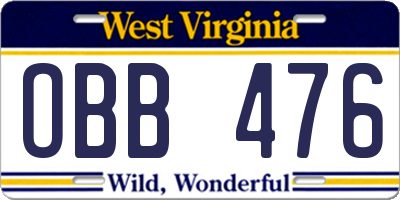 WV license plate OBB476
