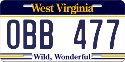WV license plate OBB477