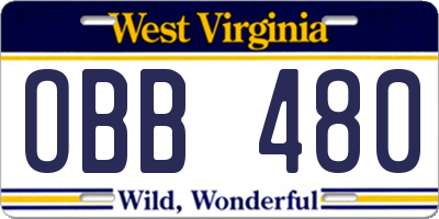 WV license plate OBB480