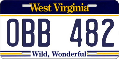 WV license plate OBB482