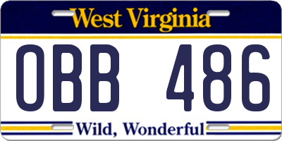WV license plate OBB486