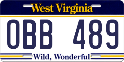 WV license plate OBB489