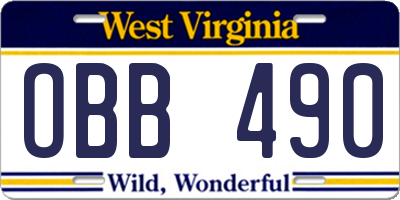 WV license plate OBB490