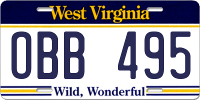 WV license plate OBB495