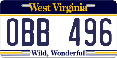 WV license plate OBB496