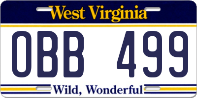 WV license plate OBB499