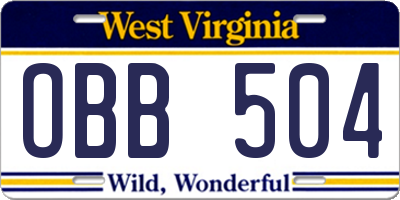 WV license plate OBB504