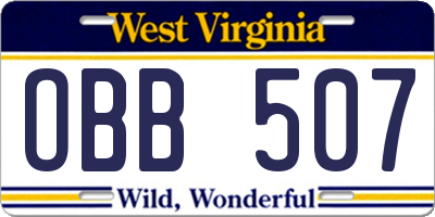 WV license plate OBB507