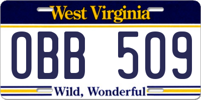 WV license plate OBB509