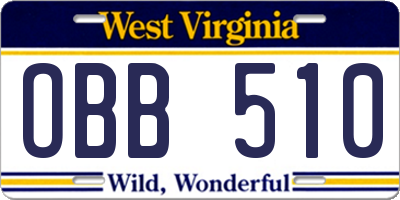WV license plate OBB510
